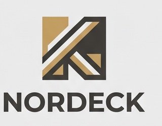 Logo-Entwurf Nordeck: geometrisches Monogramm in Gold und Anthrazit