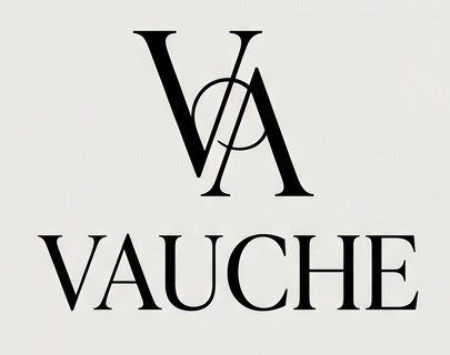 Logo-Entwurf Vauche: verschlungenes VA-Monogramm mit Wortmarke